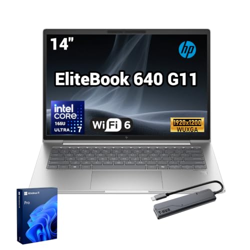 Image of HP Elitebook 640 G11 14 inch FHD+ Intel Core Ultra 7 155U Business AI Laptop | 32GB DDR5, 1TB SSD, Anti-Glare, Wi-Fi 6E, 5MP IR Camera, Backlit KB, Thunderbolt 4, Windows 11 Pro, Bundle w / 7-in-1 Hub