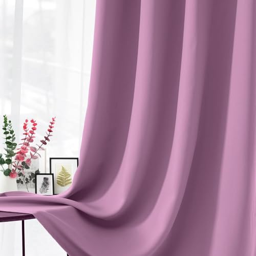 Thermal Blackout Curtains - Energy Efficient, Light Blocking, Insulated Window Drapes - (139cm x 213cm) - (PINK, W 55" x L 84") - Image 2