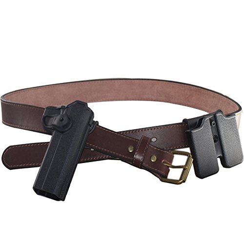 Kmioc Concealed Carry CCW Leather Gun Belt 1 1/2 inch 100% Full Grain Thick Leather Belt for Gun Carry