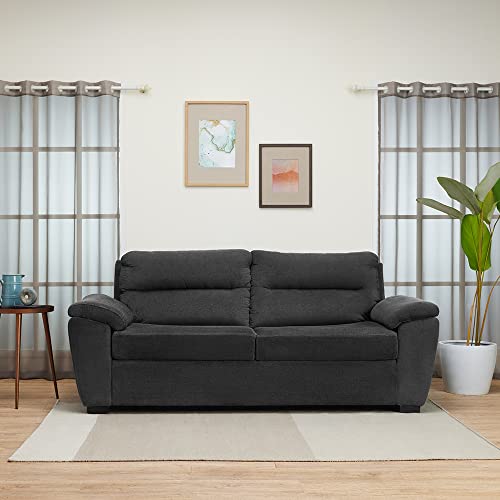 Image of Wakefit Malphino 3 Seater Sofa Set - Lounger, Wooden, Smoke Grey, 3 Year Warranty