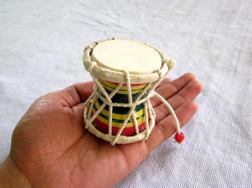 Image of Small Shiv Damru set of 5, Damroo, for Temple, for Gift, Madari Damru