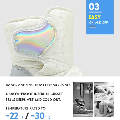 Ahannie Kids Toddler Snow Boots Boys Girls Winter Boots Insulated Warm Outdoor Shoes(Toddler/Little Kid)4