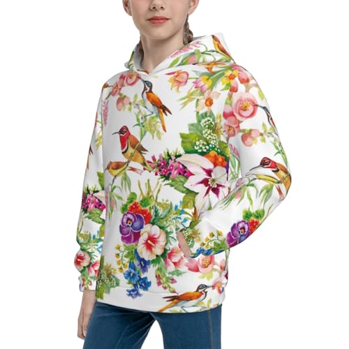 Wild Exotic Birds And Flowers Kid Hoodies Boys Sweatshirts Girls Pullover with Pocket2