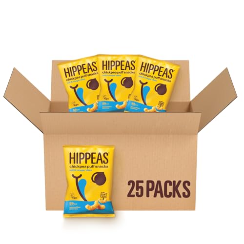 HIPPEAS Salt & Vinegar Chickpea Puff Vegan Crisps Multipack | 25 x 15g Packets | Plant-Based, Source of Protein | Free from Gluten & Artificial Flavours | Light & Crunchy - 62 calories per serving