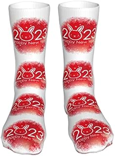 883 Compression Socks Year Of The Rabbit Happy New Year 2023 Athletic Socks Comfort Crew Socks Soft Sports Socks For Trekking Hiking Jogging 40cm