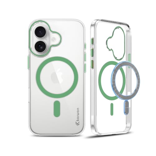 Image of KARWAN Crystal Clear Transparent Back Cover Case with Camera Protection,Compatible with iPhone 16, Anti Yellow Clear Shockproof Scratch Resistant Case with Magnetic MagEaze Wireless Charging