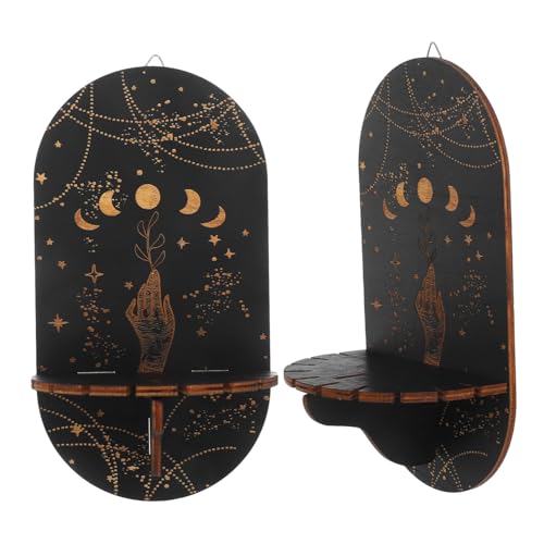 PRETYZOOM 2Pcs Crystal Display Shelf Boho Moon Phases Wall Mounted Rack for Stones and Essential Oils Hanging Decor for Living Room and Home Aesthetic