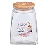 Christian Art Gifts Keepsake Count Your Blessings Glass Gratitude Jar Set with Bible Verse Note Cards: As For Me and My House - Joshua 24:15, Floral Purple Watercolors