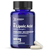 Geronova Research Bio-Enhanced R-Lipoic Acid, 600 mg Dose - 2 Month Supply - Stabilized R Alpha Lipoic Acid with Enhanced Absorption - R Lipoic Acid Supplement - 120 Capsules