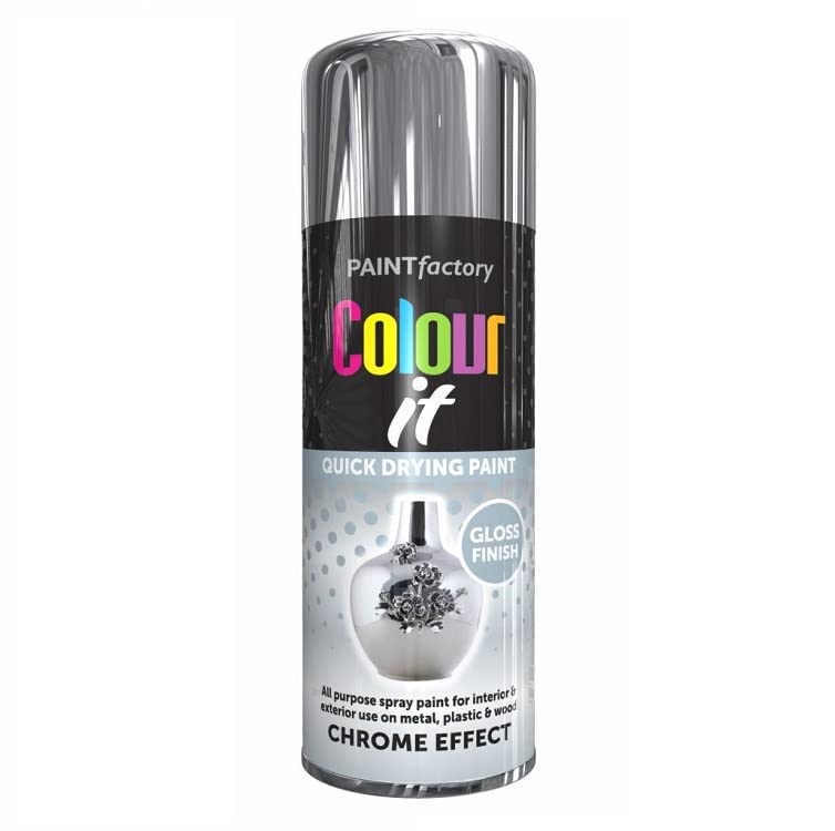 SuperGift.com 6x Chrome Effect Gloss All Purpose Aerosol Spray Paint 400ml Quick Drying Spray, Fast Dry and Excellent Coverage for Metal, Wood, Plastic and More by Diva Gift