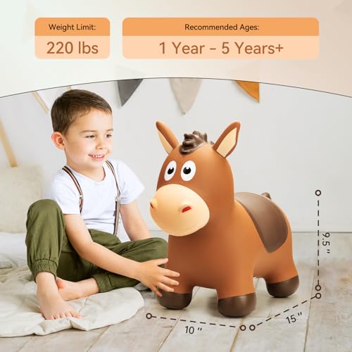 Image of VangeBow Inflatable Horse for Toddlers from 1 to 3, Inflatable Toy for Children Aged 1 2 3 4 5 Years First Birthday Gift Soft Play Equipment for Indoor Outdoor