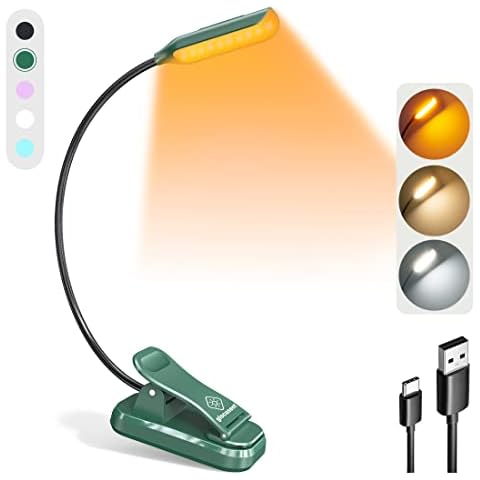 Glocusent 10 LED Reading Light Clip on Book, Eye Caring Book Light, 3 Colours & 3 Brightness, USB-C Rechargeable & Long Lasting to 80hrs, Perfect for Book Lovers, Kids & Travellers Cover