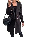 manteau leger femme grande taille  Onsoyours Manteau Femme Hiver Chaud Mode en Laine Slim Veste Léger Manches Longues Vêtements Fashion Parkas Blouson Casual Chic pour Printemps Automne B Noir L