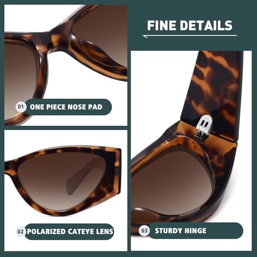 WOWSUN Retro Rectangular Sunglasses for Women Polarized Trendy Sun Glasses3