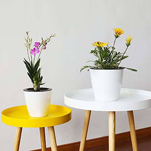 12 PCS Self Watering Plastic Planter,4 Inch Plastic Flower Plant Pot with Inner Pot,Self Watering Planter White Flower Pot for Herbs,Flowers,All House Plants,Succulents