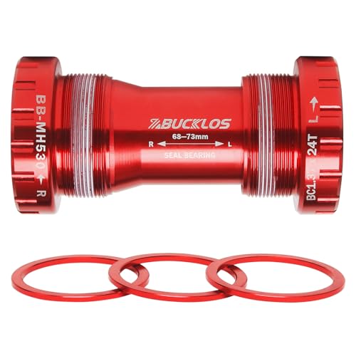 BUCKLOS Threaded/PressFit Bottom Bracket BSA 68-73mm/86-92mm -Ceramic/Steel Bearings(Black/Red)