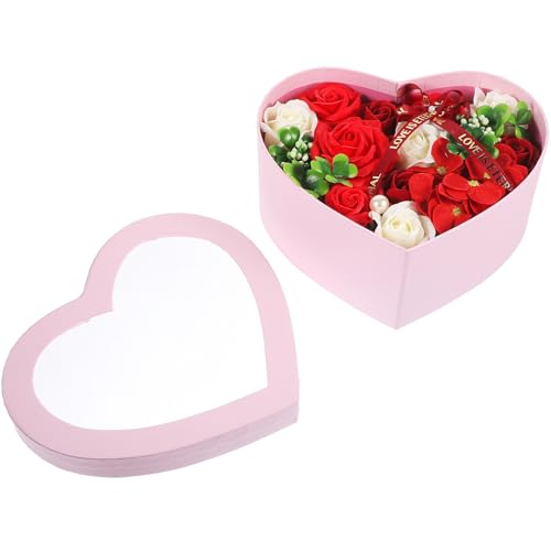 Cabilock Caja de Obsequio Corazón Flores de Jabón Rojas...
