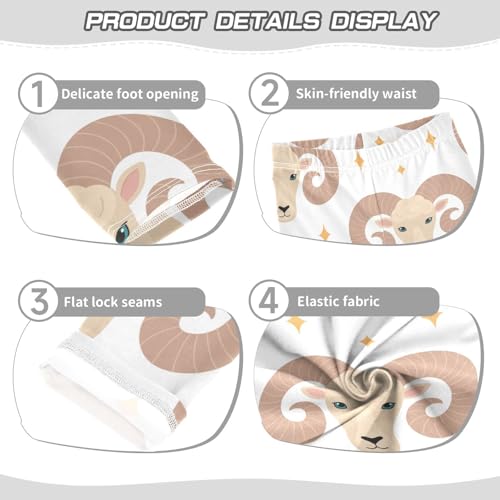 Ram with Horn Girls Leggings,Workout Leggings for Girls Toddler Athletic Legging Size for 3-10T3