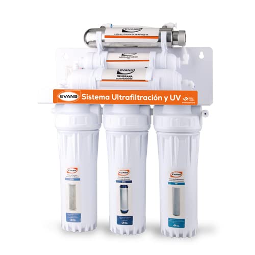 EVANS Purificador de Agua 6 Etapas con Ultrafiltración y Luz Ultravioleta | Incluye Kit de Instalación, Llave y Grifo