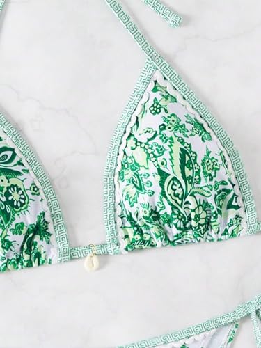 Image of BYFINECANY Women's Floral Printed Bathing Suit Halter Paisley Summer Swimsuit Bikinis Set