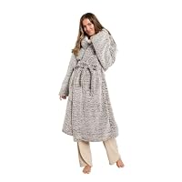 Brentfords Teddy Marl Dressing Gown Night Gown Women Fluffy Robe, Brown
