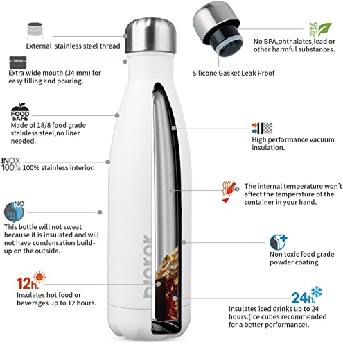 Image of BJPKPK 17 oz Insulated Water Bottle, Stainless Steel Flask, Leak Proof