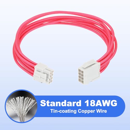Cable CPU 8 pin PATIKIL blanco rosa ideal para personalizar el cableado de torres PC Gaming 5