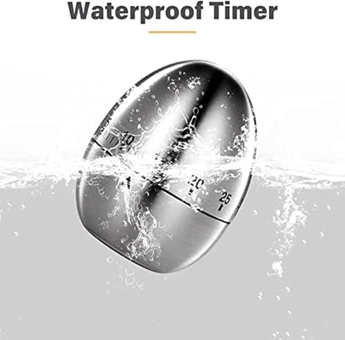 Image of Mechanical Egg-Shaped Kitchen Timer 60-Minute Countdown - Stainless Steel Cooking Alarm, Manual Wind-Up, Loud Ring Reminder for Baking & Cooking