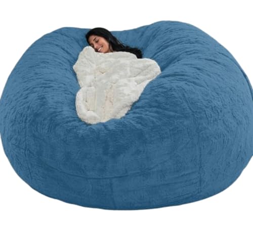 Sdvieuk ビーズクッション 低反発 人をダメにするソファ 軽量 豆袋 洗える 取り外し可能 ソファベッド 大人用大型ビーンバッグチェアフィラーなし (サファイアブルー,150*75cm)