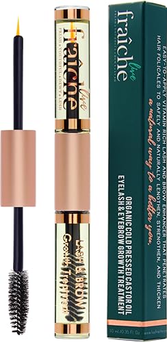 USDA Organic Castor Oil – All Natural Cold Pressed Castor Oil Eyelash Growth Serum with Mascara Tube – Eyelash Conditioner Lash Boost Serum