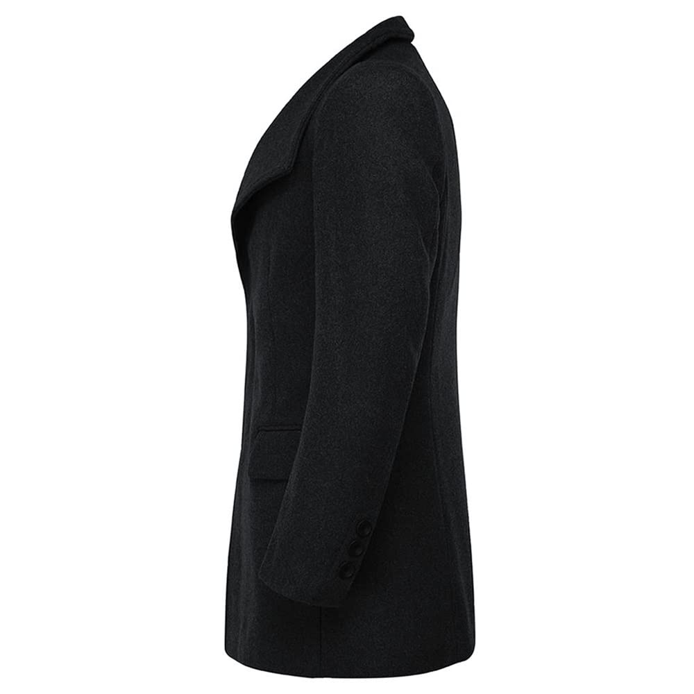 YOUTHUP Cappotto da Uomo Invernale in Lana Spessa Trench Cappotto di Media Lunghezza Slim Fit Imbottito Caldo Casual Peacoat