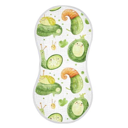 xigua Cute Snails and Cucumbers Baby Burp Cloths for Newborn Boys and Girls 4 Pack, Soft & Absorbent Cotton Baby Burp Cloth, Baby Washcloths, Newborn Towel, Burp Rags