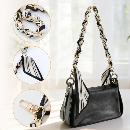 Image of Silk Scarf Purse Chain Strap Handbag Handle Replacement Elegant Bag Decoration for Ladies Bag