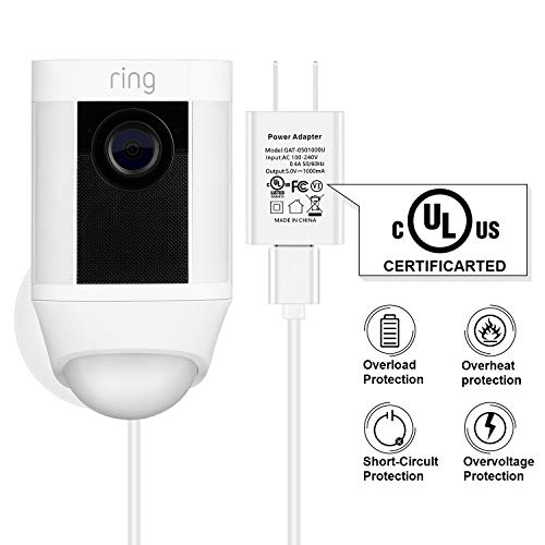 OLAIKE 16 ft/5 m Charge Cable with DC Power Adapter for Ring Spotlight Cam Battery&Ring Stick Up Battery Cam,Weatherproof Cable to Continuously Charge Your Camera,No Need to Change the Batteries,White - Thumbnail 3
