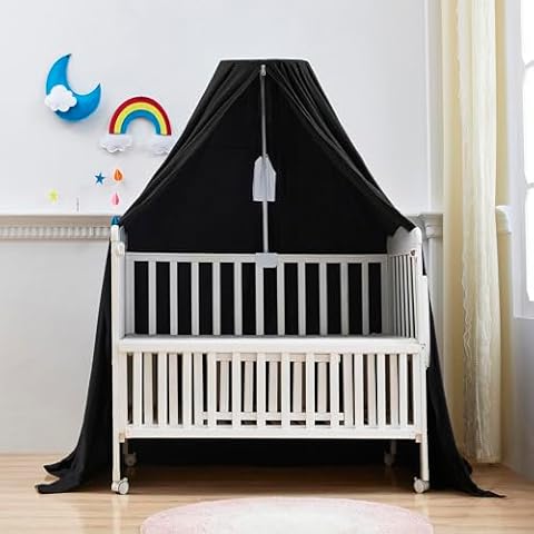 Mengersi Blackout Sleep Tent Crib Tent with Canopy Frame for Pack N Play Blackout Cover Baby Sleep Tent,Travel Crib Tent Canopy Portable Privacy Tent,Block 95% Light (Black) Cover