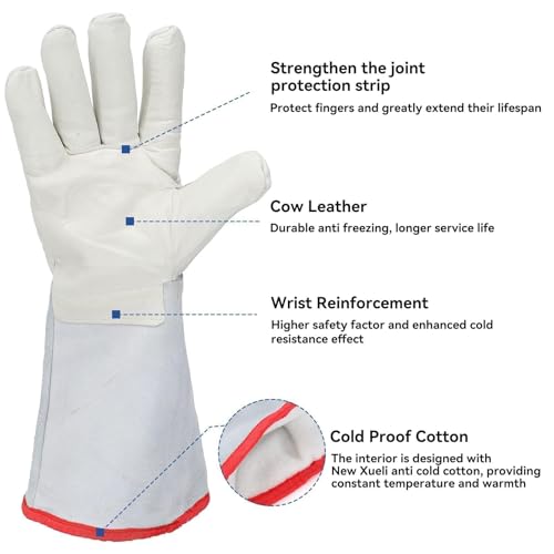 Tiefkühlhandschuhe, Flüssigstickstoff-Schutzhandschuhe Feste Cryo-Handschuhe Trockeneis-Handschuhe Schutzhandschuhe Kühllager-Sicherheitsgefrorene Handschuhe für Flüssigstickstoff-Trockeneis, 40cm