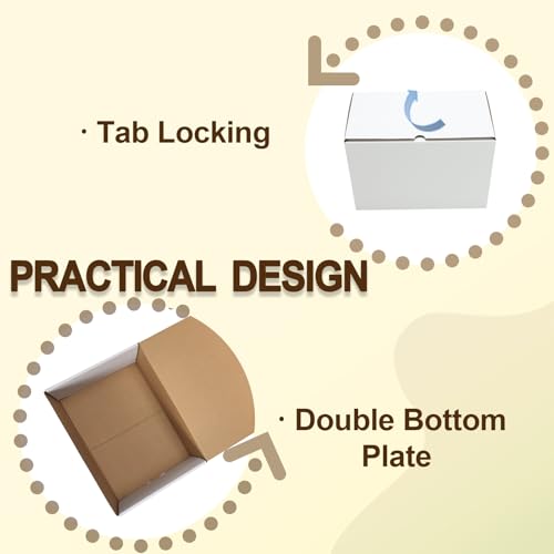 Image of WIFTREY 11x8x6 Shipping Box set of 15, white Corrugated Cardboard Boxes 11 x 8 x 6 for Shipping Small Business, Packaging, Moving, Mailing Supplies