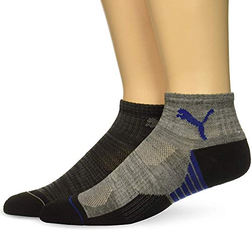 PUMA Big Boys' 6 Pack Sock, Grey/Blue, 9-11