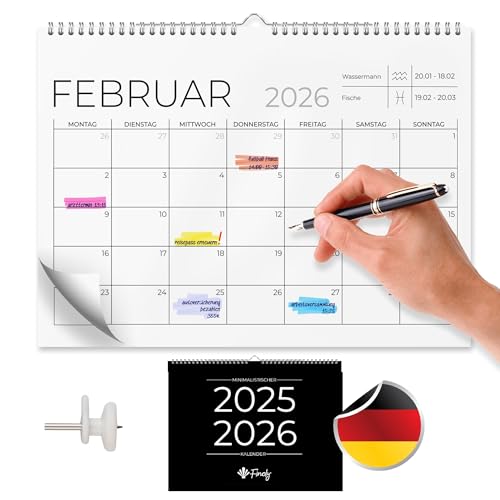 Finoly Kalender 2025 2026 von Juli 25 bis Dezember 26 (18 Monate) | Wandkalender 2026 A4 | Jahreskalender 2025-2026 | Kalender 2026 Wandkalender Monat für Monat | Monatskalender für Haus und Schule
