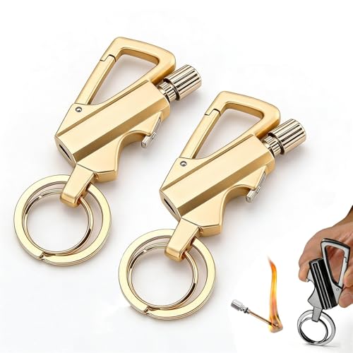 Juego de llaveros de metal portátil, reutilizable, impermeable, resistente al viento, ideal para camping, uso al aire libre, gran regalo para hombres (paquete de 2)