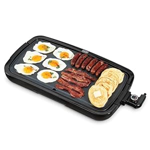 DASH Deluxe Everyday Electric Griddle with Dishwasher Safe Removable Nonstick Cooking Plate for Pancakes, Burgers, Eggs and more, Includes Drip Tray + Recipe Book, 20” x 10.5”, 1500-Watt – Black