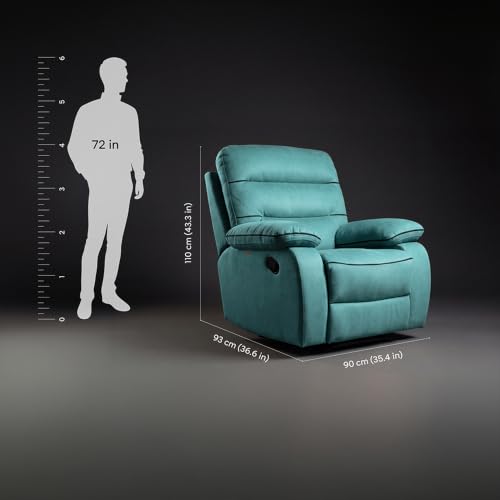 Image of Duroflex Avalon Grande - Recliner Chair| 3 Recline Modes with 3-Zone Back Support| Premium Suede Fabric| Plush Seating with Foam & Spring Support| 3 Year Warranty - Teal