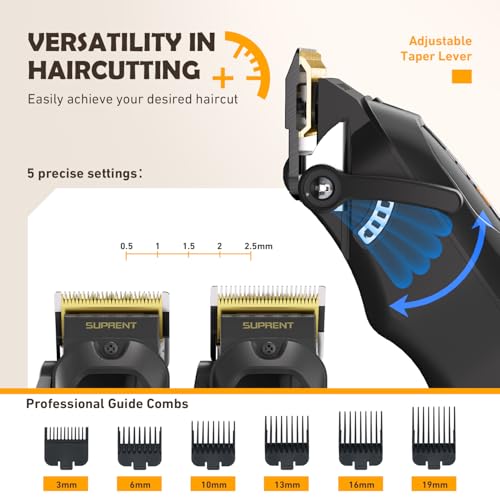 Image of Professional Cordless Hair Clippers for Men- Hair Cutting Kit for Barbers & Family, Wireless Beard Hair Trimmers Set with LED Display, Rechargeable Hair Cutting Machine for Family (Black)