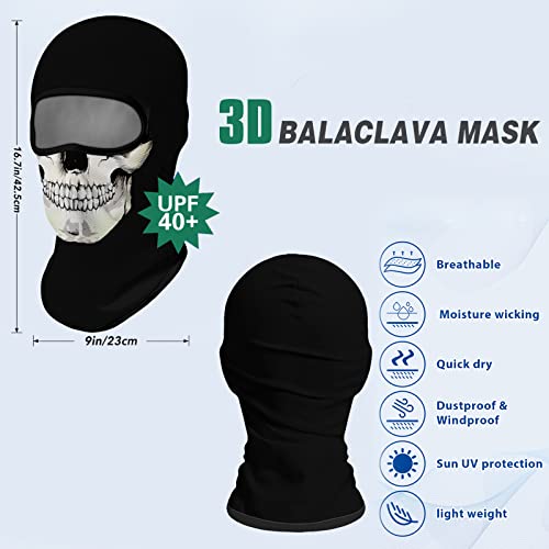 Eikuni Balaclava Face Mask for Men Women Lightweight for Ski Motorbike Motorcycle Halloween Cycling Riding Hunting Fishing (Skull White Face Black Nose) - Image 2