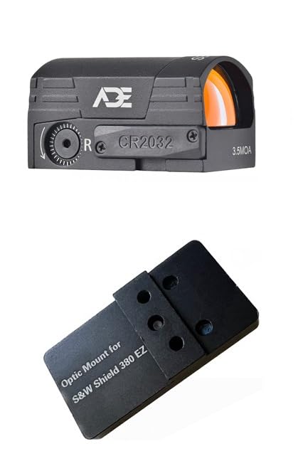 Ade Advanced Optics ARES Pro RD3-028 PRO Motion Awake Motion Awake Red Dot Sight + Weather Shield + Optic Mounting Plate for Smith Wesson SW MP 380 Shield EZ Pistol + Standard Picatinny Mounting Plate