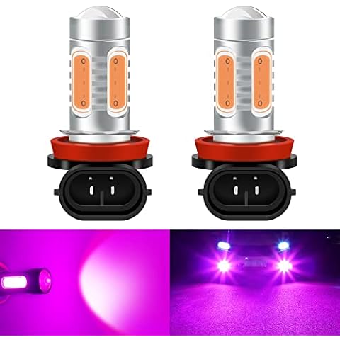 Teguangmei 2Pcs Pink H8/H11 LED Fog Light Bulbs COB 7.5W High Power Super Bright Lamps 6500K Driving Daytime Running Light DRL 12V Cover