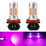 Teguangmei 2Pcs Pink H8/H11 LED Fog Light Bulbs COB 7.5W High Power Super Bright Lamps 6500K Driving Daytime Running Light DRL 12V