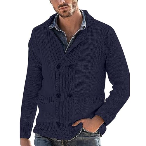Chaqueta de entretiempo de punto estilo cárdigan lana caballero