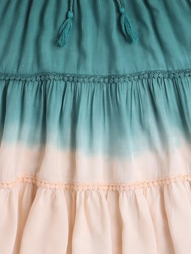 Image of The Magic Wand Kids Girls Tie Dye Casual Dresses, Knee Length Singlet Strap Fit & Flared Cotton Once Piece Stylish Frocks for Summer Season