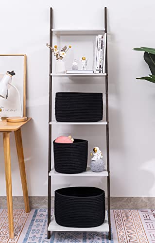 Cubesland Black Woven Baskets For Shelves Storage,Cube Shelf Closet Storage Baskets Bins Set 3,Long-Lasting &Skin-Friendly Toy Storage Basket Bin,Stylish Room Decor Basket,Cotton Rope Basket #TOP6